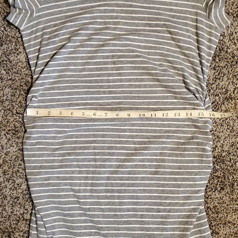 Great Expectations grey & white striped dress Large 12/14 - Picture 11 of 13
